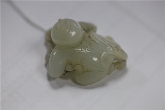 A Chinese white jade figure of a boy, 19th century, 5.5cm